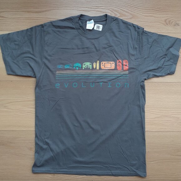 Nintendo Video Game Controller Evolution - New Medium Asphalt Gray T-Shirt - Picture 4 of 4